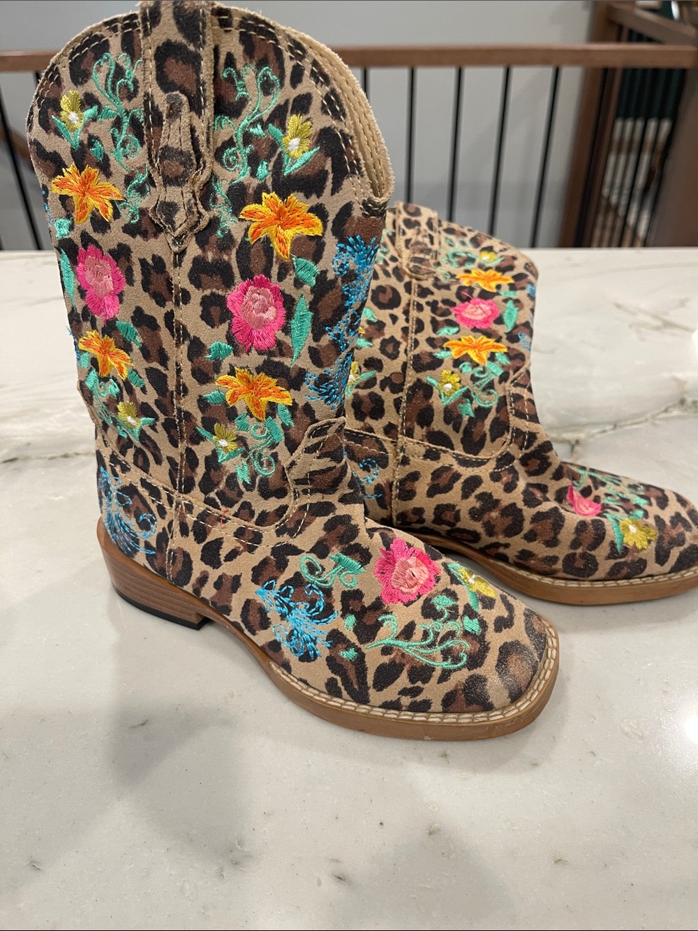 Roper Kids Tan and Leopard Floral Boot